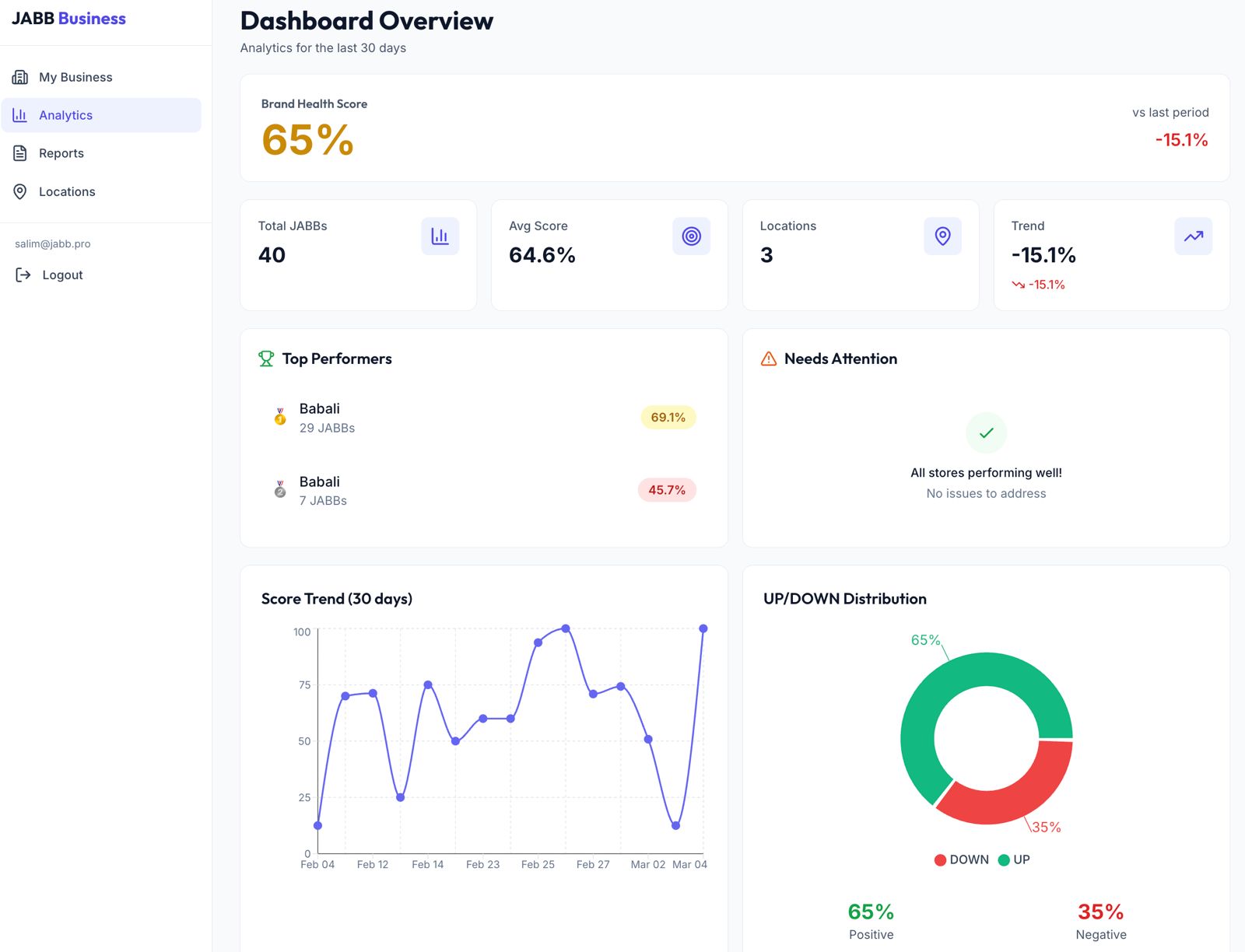 Dashboard analytics overview