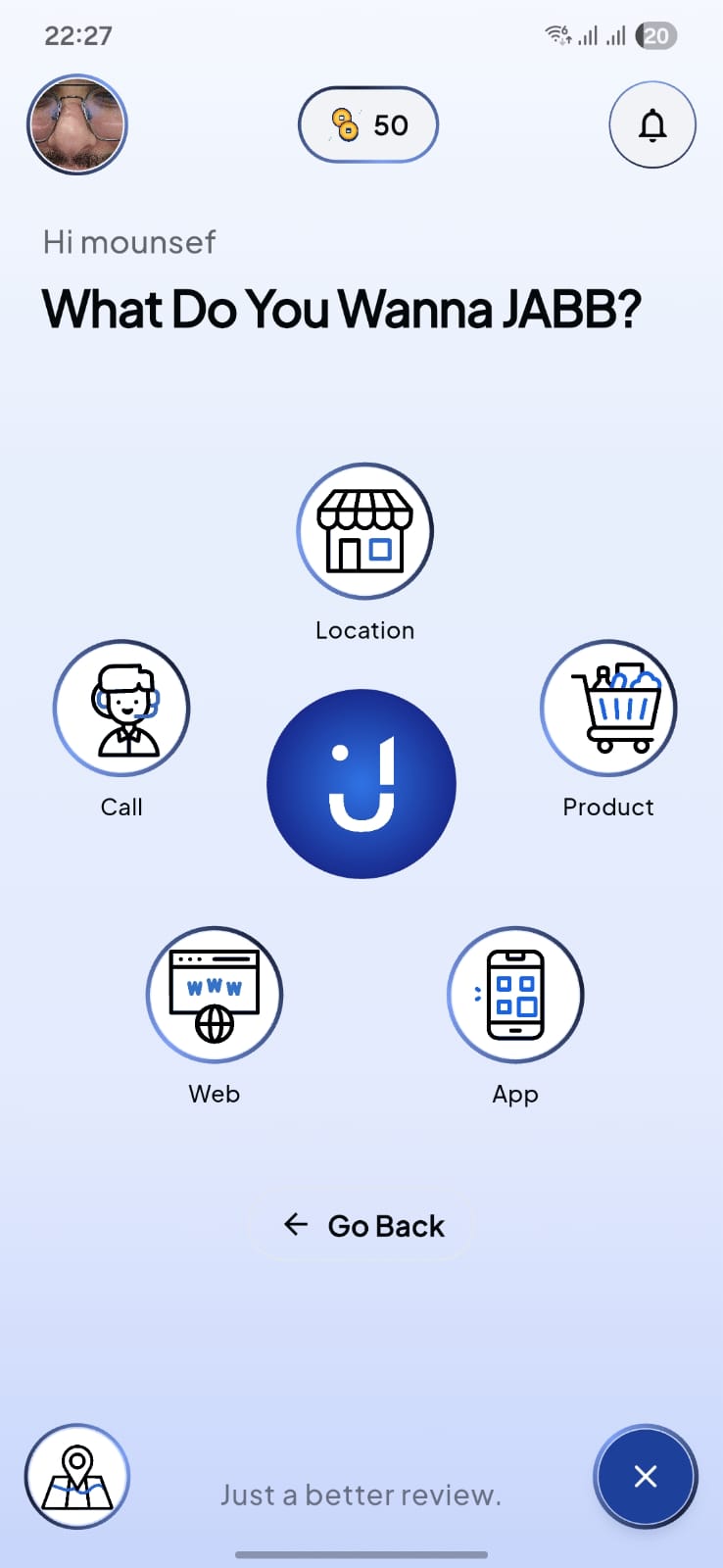 JABB App missions map showing available mystery shopping tasks